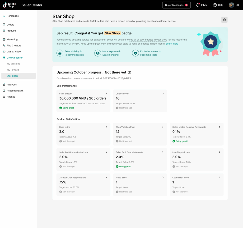 图片[3]|【东南亚跨境必看】TikTok Shop星店徽章获取指南：马来西亚/泰国/越南/菲律宾差异化标准详解|TikTok Shop卖家学习中心